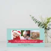 Vakantiegrootte blauwe roosterrooster feestdagenkaart (Staand voorkant)