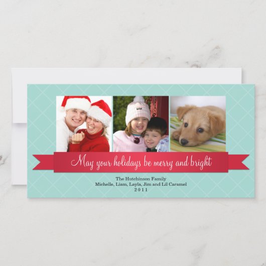 Vakantiegrootte blauwe roosterrooster feestdagenkaart (Voorkant)