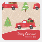 Vakantiegrootte  vrachtwagen kerstcadeau vierkante sticker (Voorkant)