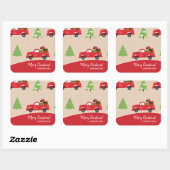 Vakantiegrootte  vrachtwagen kerstcadeau vierkante sticker (Vel)