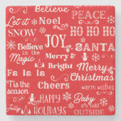 Vakantiegroottes | Kerstwoorden rood Stenen Onderzetter (Voorkant)