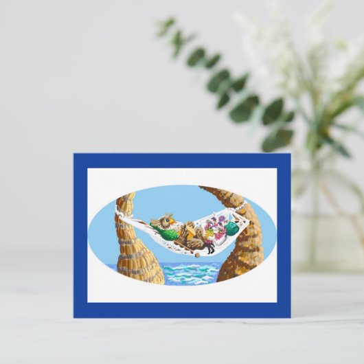 vakantiehangmat feestdagenkaart (Staand voorkant)