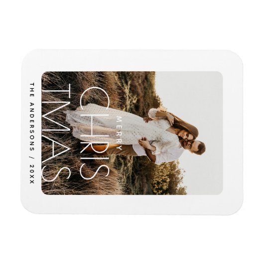 Vakantieherinnering | Minimalistische kerstfoto Magneet (Horizontaal)