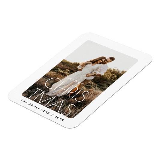Vakantieherinnering | Minimalistische kerstfoto Magneet (Linkerzijde)