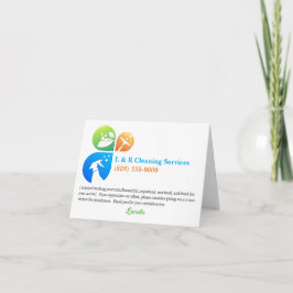 Vakantiehuis cleaner huishoudster dank u bedankkaart