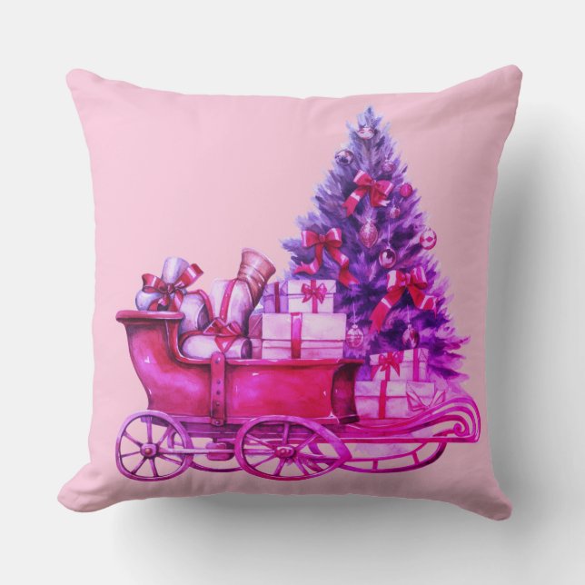 Vakantiehuis Decor. Roze Kerstslee. Roze Kussen (Voorkant)