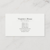 Vakantiehuis in de winter, Bed & Breakfast Visitekaartje (Achterkant)