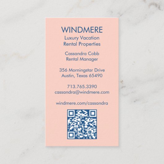 Vakantiehuis makelaar makelaar QR code Visitekaartje (Achterkant)