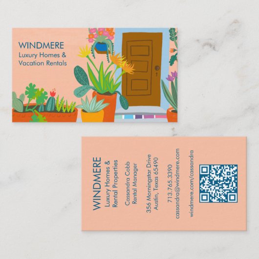 Vakantiehuis makelaar makelaar QR code Visitekaartje (Voorkant / Achterkant)
