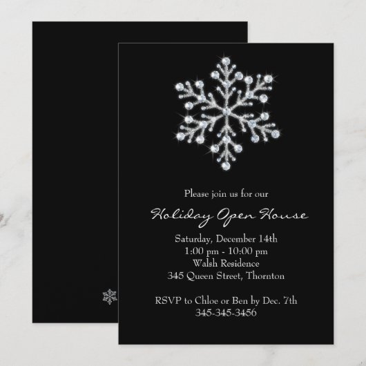 Vakantiehuis met Crystal Snowflake Kaart (Voorkant / Achterkant)