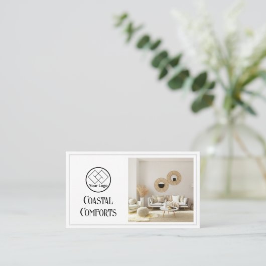 Vakantiehuis Modern Logo | Aangepaste QR-code Visitekaartje (Staand voorkant)