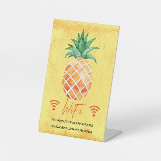 Vakantiehuis Pineapple WIFI Wachtwoord Sign Reclamebord Met Voetstuk (Voorkant)