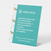 Vakantiehuis regels Retro Starburst Reclamebord Met Voetstuk (Voorkant)