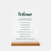 Vakantiehuis reglement donkergroen en wit Sjabloon Acryl Bord (Voorkant)