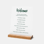 Vakantiehuis reglement donkergroen en wit Sjabloon Acryl Bord (Hoek)