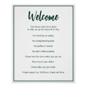 Vakantiehuis reglement donkergroen en wit Sjabloon Perfect Poster (Voorkant)