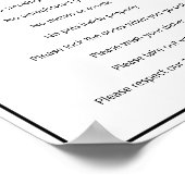 Vakantiehuis Reglement Zwart-wit Tekst Sjabloon Poster (Hoek)