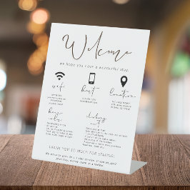 Vakantiehuis Welkom bord Gast Aankomst Info Reclamebord Met Voetstuk