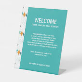 Vakantiehuis Welkom Gast Retro Starburst Reclamebord Met Voetstuk (Voorkant)