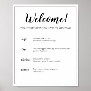 Vakantiehuis Welkomstbord - Beach vakantiehuizen Poster