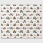 Vakantiehuizen Vrolijk kerstpatroon Cadeaupapier (Vlak)