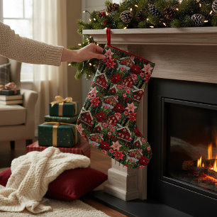 Vakantiehut Kerst Bloemen Faux Borduurwerk Kleine Kerstsok