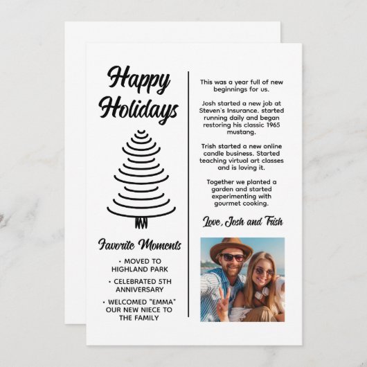 Vakantiekaart, kerstfamiliebrief kaart (Voorkant / Achterkant)