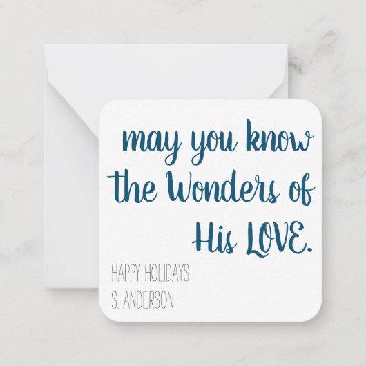 Vakantiekaart Moge je de Wonderen van Zijn Liefde  Notitiekaartje (Achterkant)