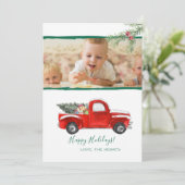 Vakantiekaart -  rood vrachtwagen feestdagenkaart (Staand voorkant)