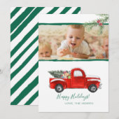 Vakantiekaart -  rood vrachtwagen feestdagenkaart (Voorkant / Achterkant)