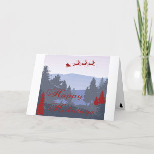 Vakantiekaart Shilouette Modern Trees Rood Bedankkaart
