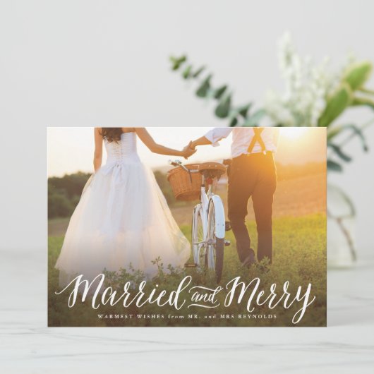 Vakantiekaart voor huwelijkse en prettige vakantie feestdagenkaart (Staand voorkant)