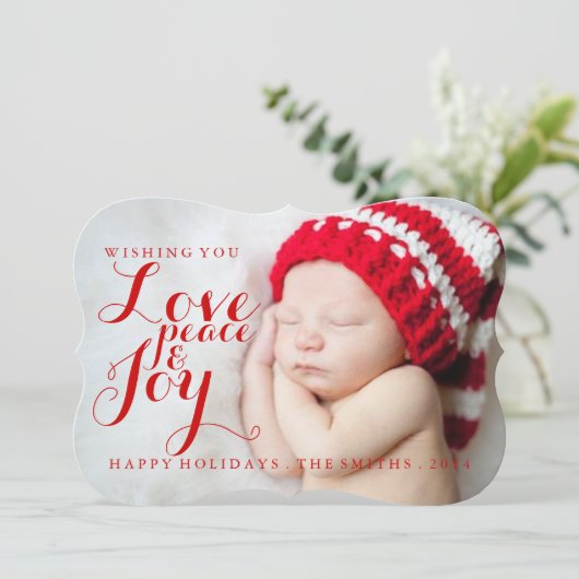 Vakantiekaart | Vredesvreugde voor Baby Feestdagenkaart (Staand voorkant)