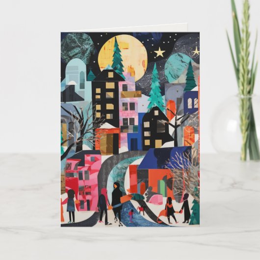 Vakantiekaarten met Abstracte dorpscène Feestdagen Kaart (Voorkant)