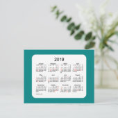Vakantiekalender 2019 van Janz Blauwgroen Briefkaa Feestdagenkaart (Staand voorkant)