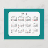 Vakantiekalender 2019 van Janz Blauwgroen Briefkaa Feestdagenkaart (Voorkant)