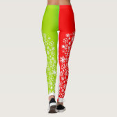 Vakantiekleuren Rood en Flourescent Groen op WHITE Leggings (Achterkant)
