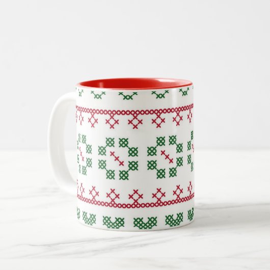 Vakantiekleuren Sampler Style Mok kruistitel (Voorkant links)