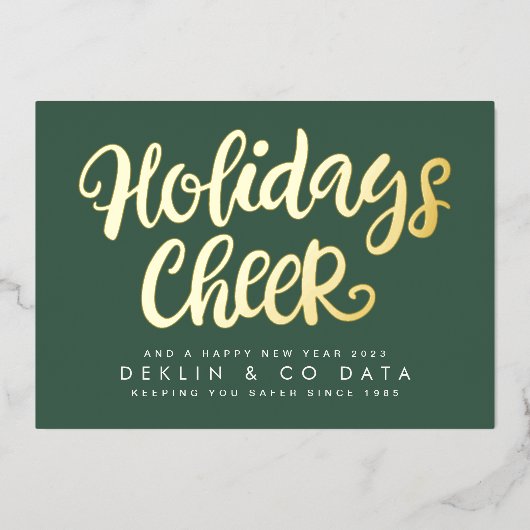 Vakantiekleutel op groene Premium Gold Business Folie Feestdagenkaart (Voorkant)