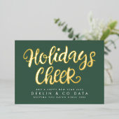 Vakantiekleutel op groene Premium Gold Business Folie Feestdagenkaart (Staand Voorkant)