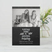 Vakantieknopkaart | Chalkboard - wensvreugde Feestdagenkaart (Staand voorkant)