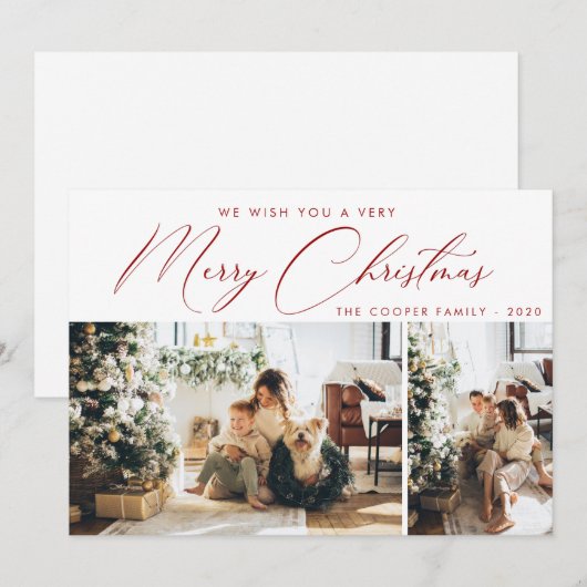 Vakantieknopkaart | Moderne kerst Kaart (Voorkant / Achterkant)