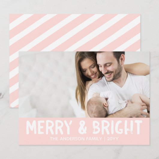 Vakantieknopkaart | Roze moderne kleding en helder Feestdagenkaart (Voorkant / Achterkant)