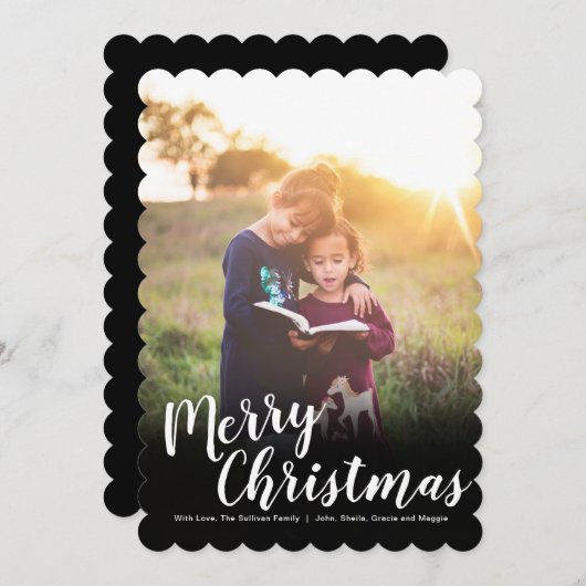 Vakantieknopkaart | Vrolijk kerstfeest 4 Feestdagenkaart (Voorkant / Achterkant)