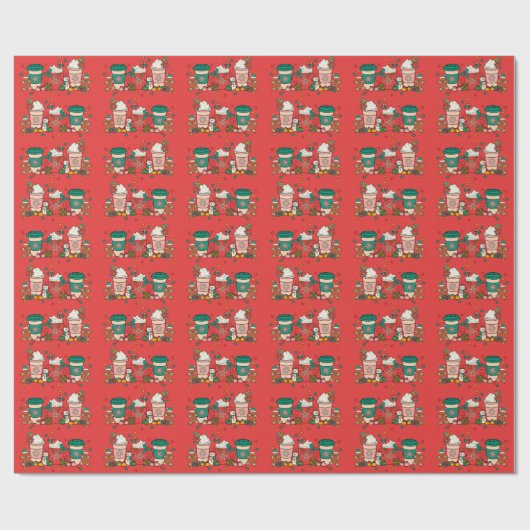 Vakantiekoffie rood ompakken cadeaupapier (Vlak)