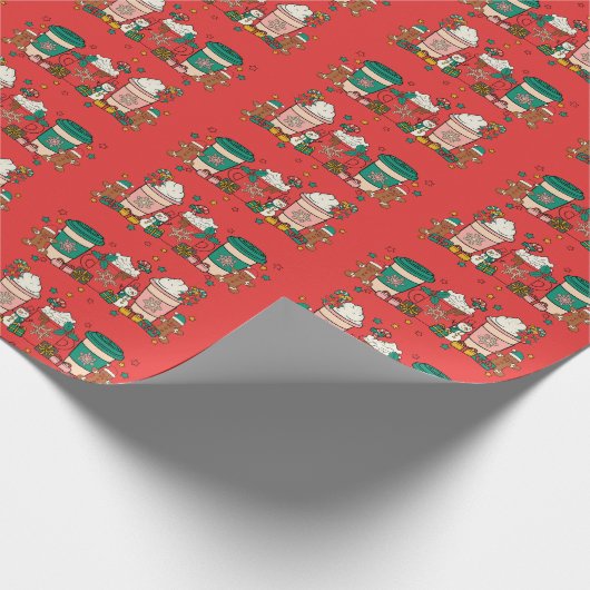 Vakantiekoffie rood ompakken cadeaupapier (Hoek)