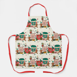 Vakantiekoffiekeukenpron met rode riem schort