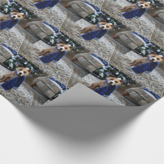 Vakantiekop van Pit Bull Rescue Dog Cadeaupapier (Hoek)