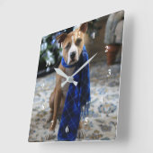 Vakantiekop van Pit Bull Rescue Dog Vierkante Klok (Hoek)