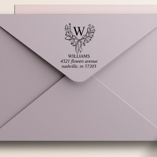 Vakantiekrans MET BOW Monogram Retouradres Zelfinktende Stempel